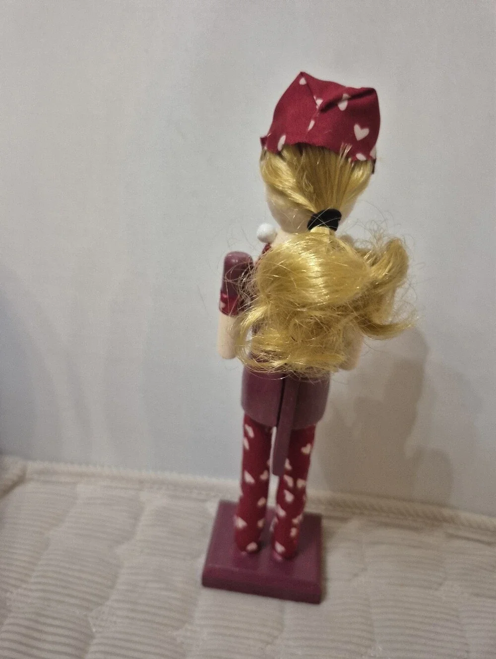 Red Heart Pattern Nurse Nutcracker Doll